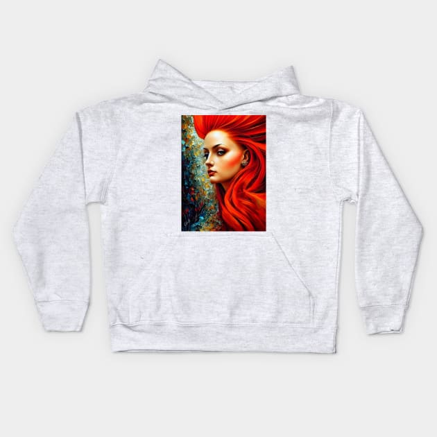 Red head beauty Kids Hoodie by redwitchart